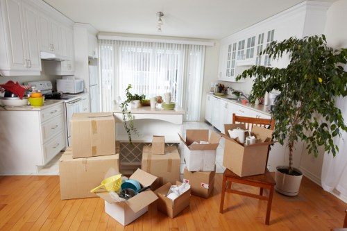 Reusable furniture and office items prepared for charity donation